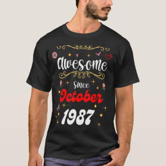 Camiseta Incrível Desde Outubro De 1987 Flores E Bumbuns De