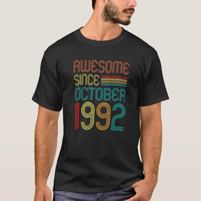 Camiseta Incrível Desde outubro de 1992 aniversário de 30 a (Frente)