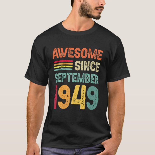 Camiseta Incrível Desde Setembro De 1949 73º Aniversário, 7 (Frente)