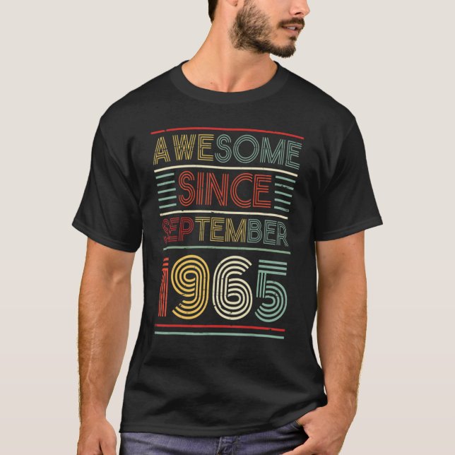 Camiseta Incrível Desde setembro de 1965 Feliz Aniversário  (Frente)