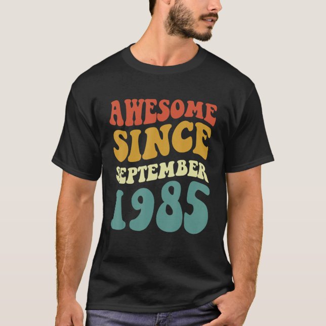 Camiseta Incrível Desde Setembro De 1985 Retro Groovy 37 An (Frente)