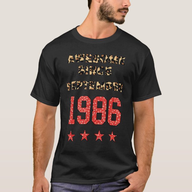 Camiseta Incrível Desde setembro de 1986 Leopard 1986 setem (Frente)