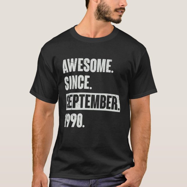 Camiseta Incrível Desde Setembro De 1990 32 Anos De Idade 3 (Frente)