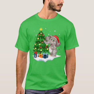 Camiseta Incrível Elefante Papai Noel Árvore de Natal Com L
