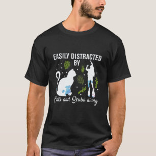 Camiseta Incrível Fácilmente Distraído Por Gatos E Mergulho