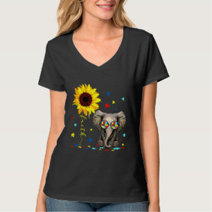 Camiseta Incrível Fé Sunflower Elephm Autism Suppor Awa