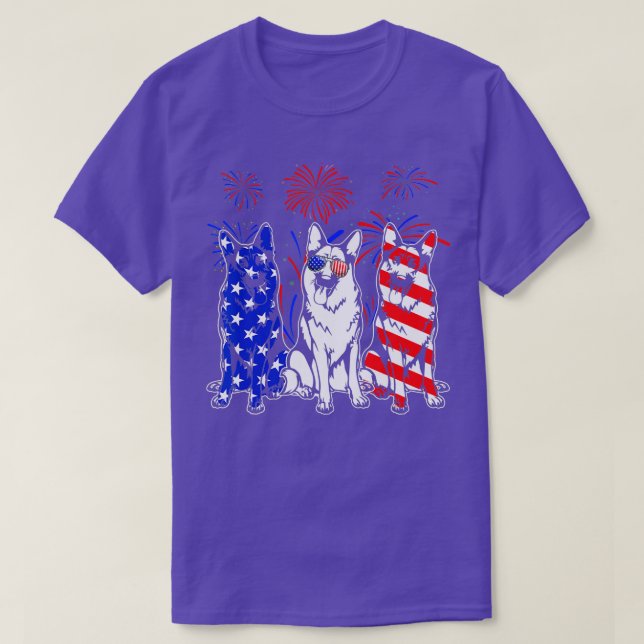Camiseta Incrível German shepherd Cachorro Americano Bandei (Frente do Design)