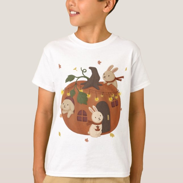 Camiseta Incrível outono: Bunny & Pumpkin (Frente)