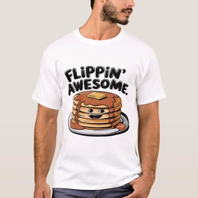 Camiseta Incrível Pancake Stack Engraçado Café da Manhã (Frente)
