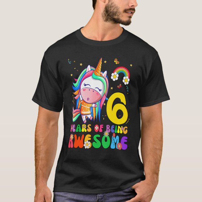 Camiseta Incrível Princesa Unicorn Aniversário de 6 Anos (Frente)