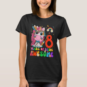 Camiseta Incrível Princesa Unicorn Aniversário de 8 Anos