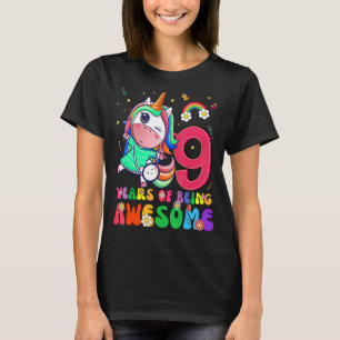 Camiseta Incrível Princesa Unicorn Aniversário de 9 Anos