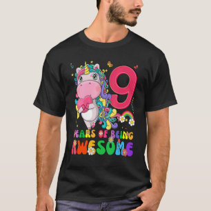 Camiseta Incrível Princesa Unicorn Aniversário de 9 Anos