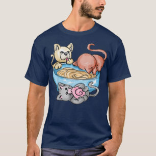 Camiseta Incrível Ramen Tee Kawaii Cat Ramen Noodles Ramen