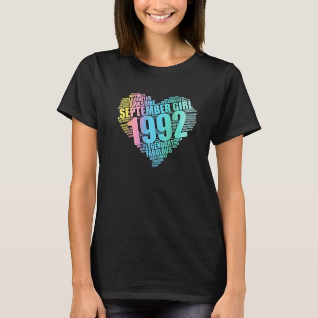 Camiseta Incrível setembro de 1992 Menina Lendária Fabulosa (Frente)