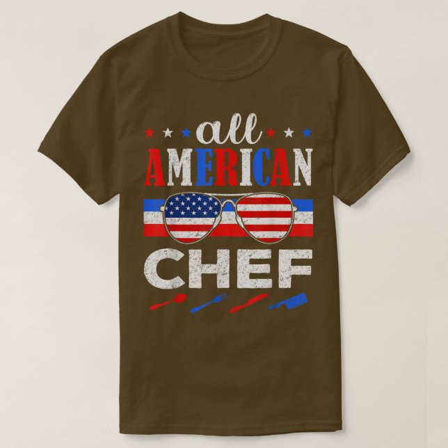 Camiseta Incrível Todo Chef Americano E Patriótico 4º De Ju (Frente do Design)