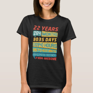 Camiseta Incrível Vintage 22 Anos Aniversário