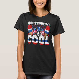 Camiseta Independence Is Cool Blue White Red Ice Cream Cone