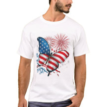 Independência 4 de julho Vermelho,Branco,Borboleta