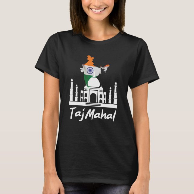 Camiseta Índia Bandeira E Taj Mahal Temple De Agra Na Ásia (Frente)