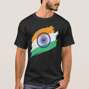 Camiseta Índia: Bandeira Em Tricolor Com Ashoka Chakra Desi