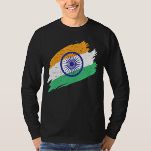 Camiseta Índia: Bandeira Em Tricolor Com Ashoka Chakra Desi