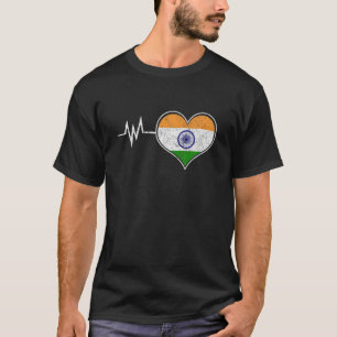 Camiseta Índia Bandeira Ortod Hinduísmo Ashok Chakra Heart