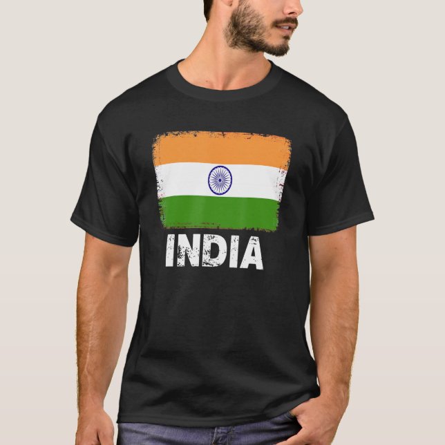 Camiseta Índia: Bandeira Suporta Mulheres Pessoas Indianas (Frente)