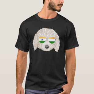 Camiseta Índia Bandeira White Poodle Dog India Pocket