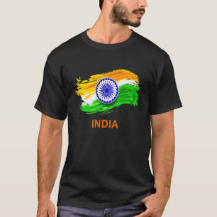 Camiseta Índia Bharat Bandeira Agitada Indiana