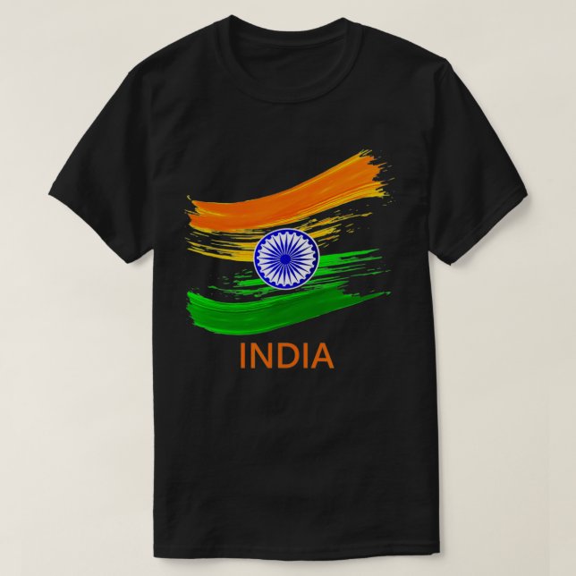 Camiseta Índia Bharat Indian Waving Flag (Frente do Design)