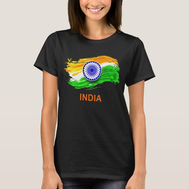 Camiseta Índia Bharat Indian Waving Flag (Frente)