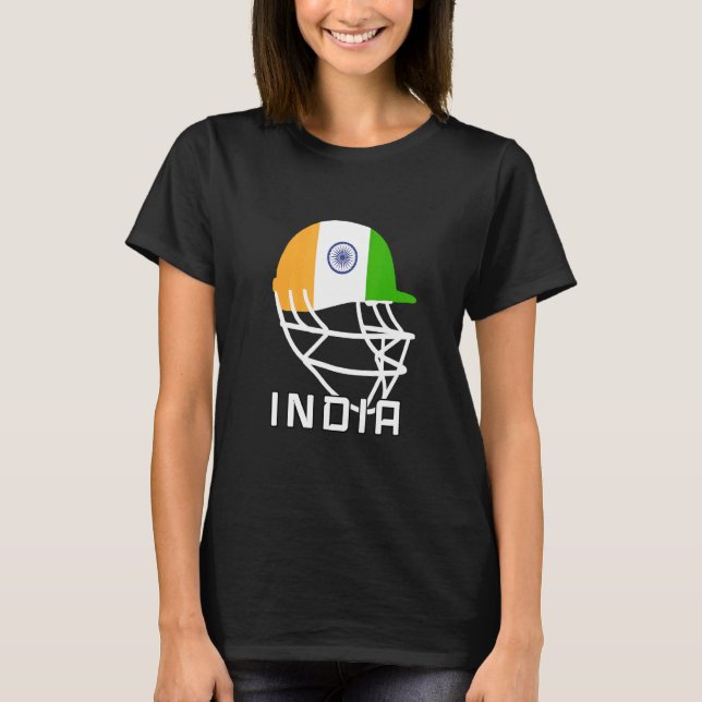 Camiseta Índia Capacetes de grilo Índia Jogadores de críque (Frente)