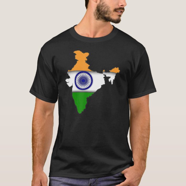 Camiseta Índia Cores de Bandeira Nacionais País Asiático C (Frente)
