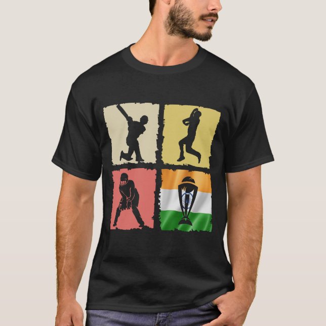 Camiseta Índia - Críquete da Índia - Apoio ao Críquete da Í (Frente)