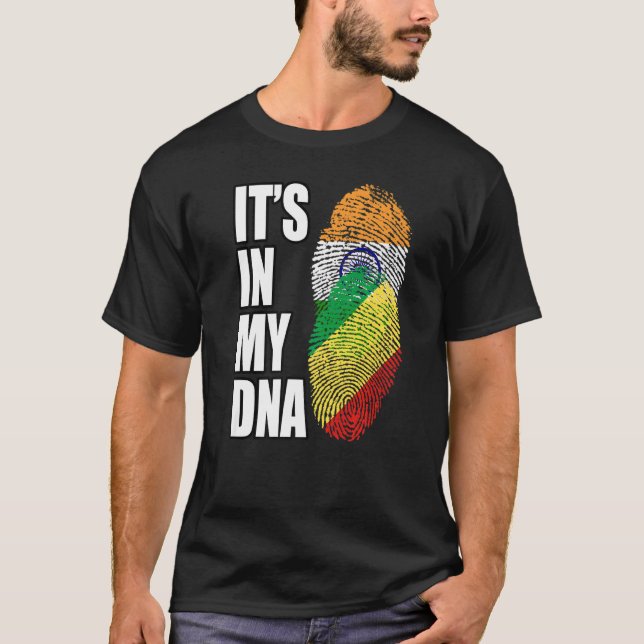 Camiseta Índia E República Congolesa Mistura De DNA Bandeir (Frente)