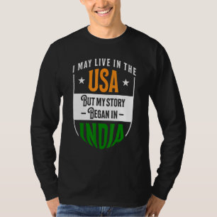 Camiseta Índia Eu posso viver nos EUA mas minha história c