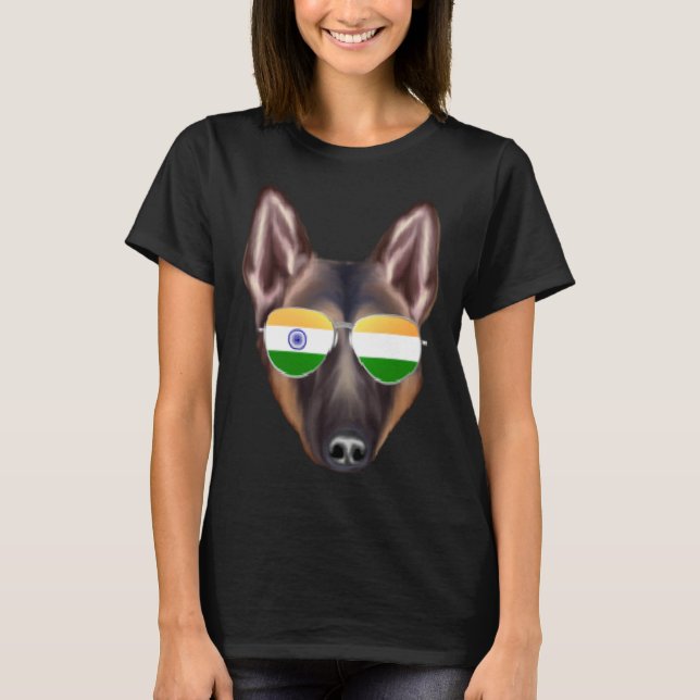 Camiseta India Flag Belgian Tervuren Dog India Pocket (Frente)