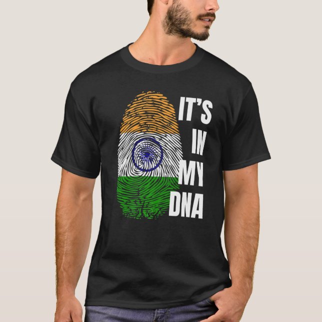 Camiseta Índia Flag Dna Fingerprint Índia (Frente)