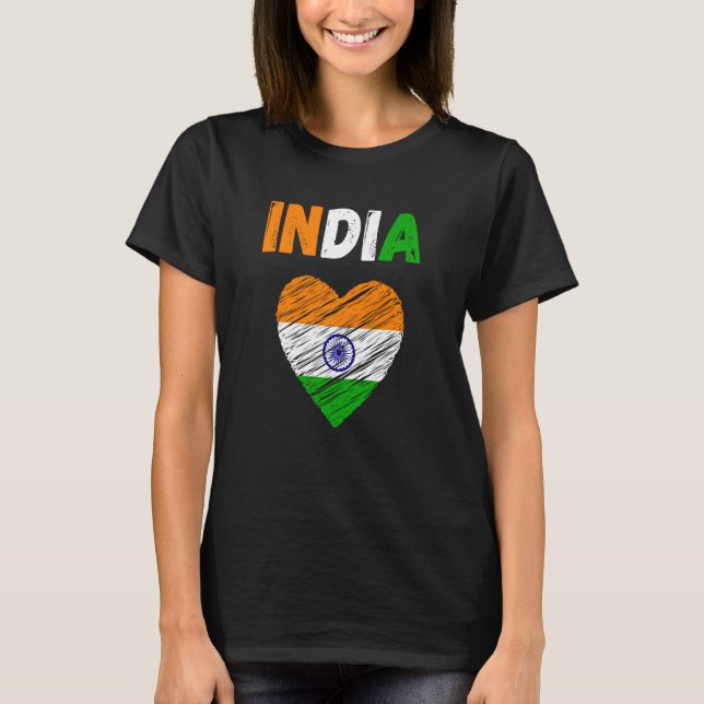 Camiseta India Flag Holiday India Heart Indian Flag (Frente)