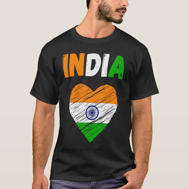 Camiseta India Flag Holiday India Heart Indian Flag (Frente)