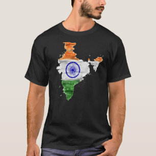 Camiseta ÍNDIA Flag I love India Indian Map Watercol