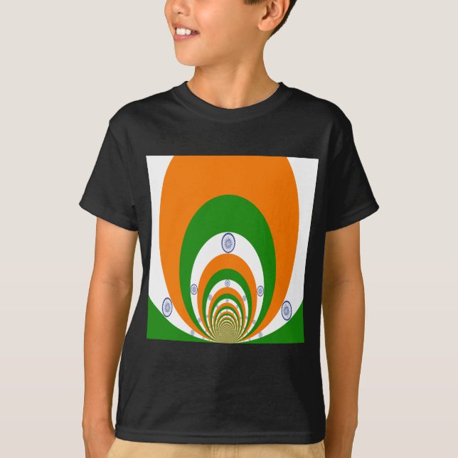 Camiseta Índia Flag Kaleidoscope: Unidade sem fim e Patriot (Frente)
