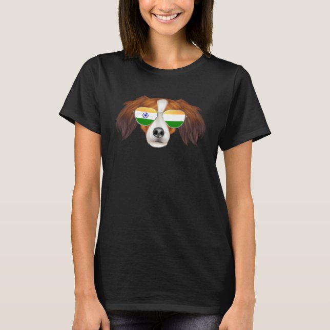 Camiseta India Flag Nederlandse Kooikerhondje Dog India Poc (Frente)