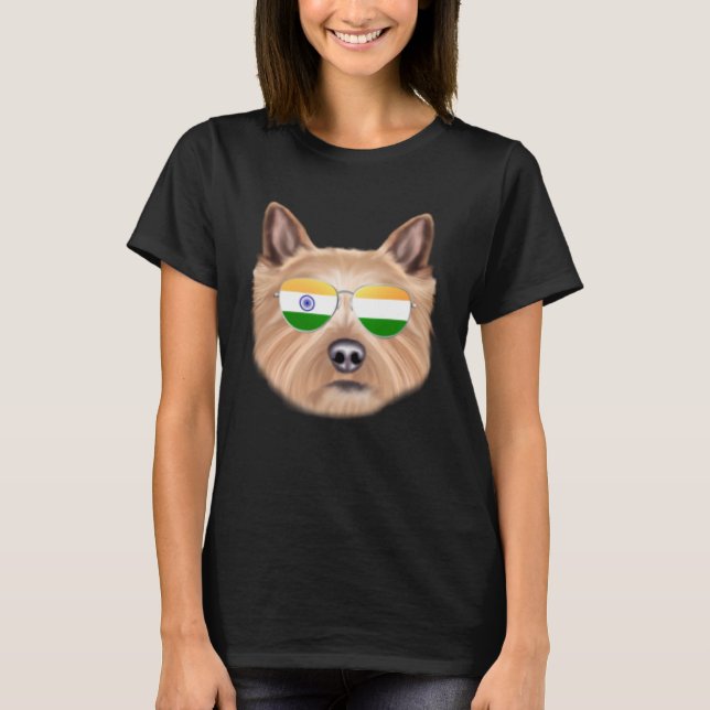 Camiseta India Flag Norwich Terrier Dog India Pocket (Frente)