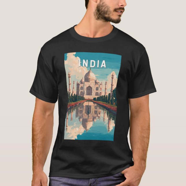 Camiseta India Illustration Travel Art Vintage (Frente)