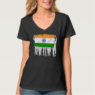 Camiseta Índia Orud Bandeira Dia Hindi País Ashok Chakra Hi