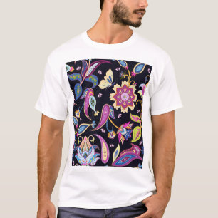 Camiseta Índia Paisley Seamless Floral Ornament