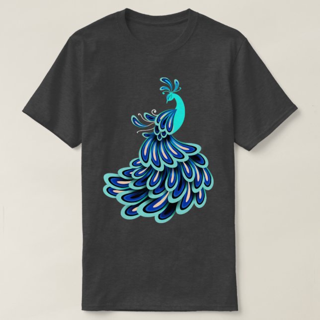 Camiseta Índia Pássaro Ornamental Pássaro Doado Pavão (Frente do Design)