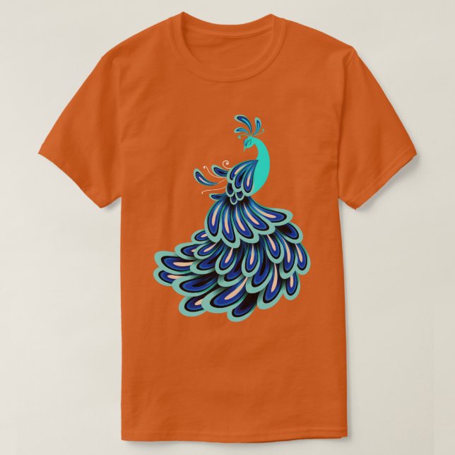 Camiseta Índia Pássaro Ornamental Pássaro Doado Pavão (Frente do Design)